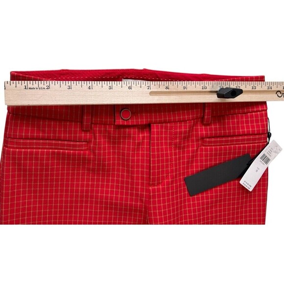 Anthropologie The Essential Slim Pant Peddle Pusher Ankle Windowpane Red Size 0 - Picture 11 of 14